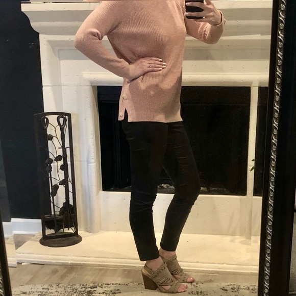 Loft Light Pink Button Sides Pullover Sweater - Picture 2 of 6